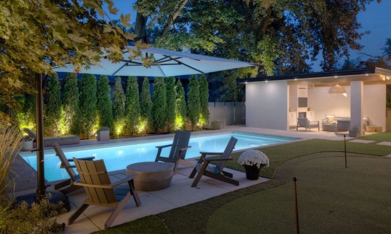 Swimming Pool Construction and Landscaping Project at Toronto backyard