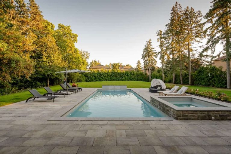Toronto Landscaping Project at Oxford Rd features pool and patio construction