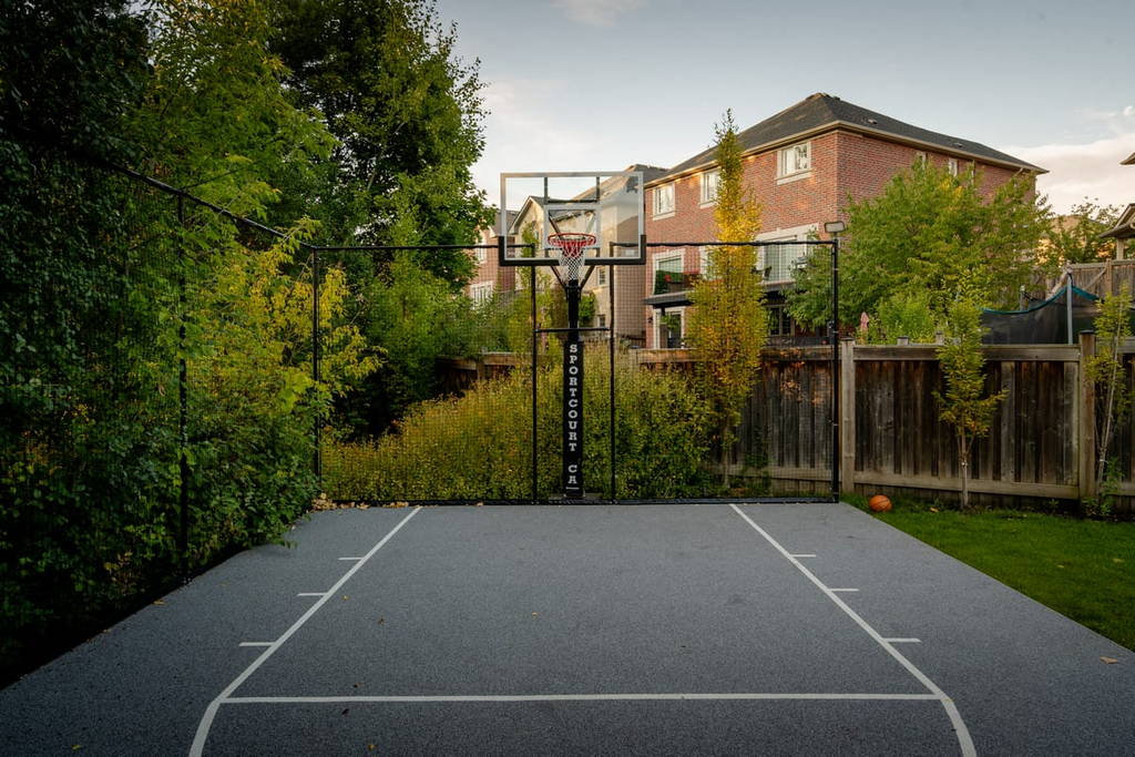 Rumsey Rd, Toronto backyard Landscaping project featuring Sports court installation