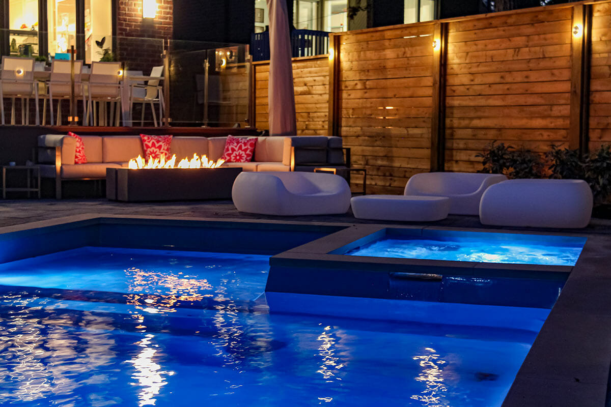 Landscaping Design and build Project featuring Woodworking, Interlocking, Pool Installation & Outdoor Fireplace