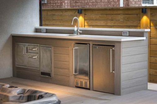 Outdoor Kitchen build over PVC deck installed by M.E. Contracting