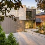 Toronto home Front Profile: Landscape Design and build with sandstone Driveway