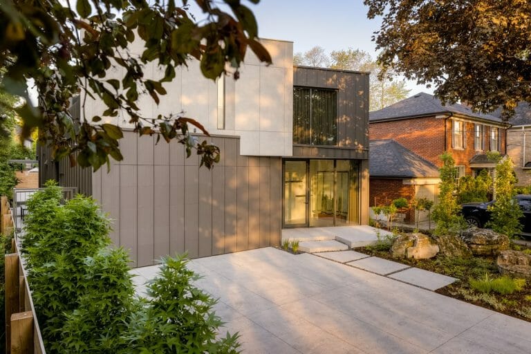 Front Profile: Landscape Design and build with sandstone Driveway