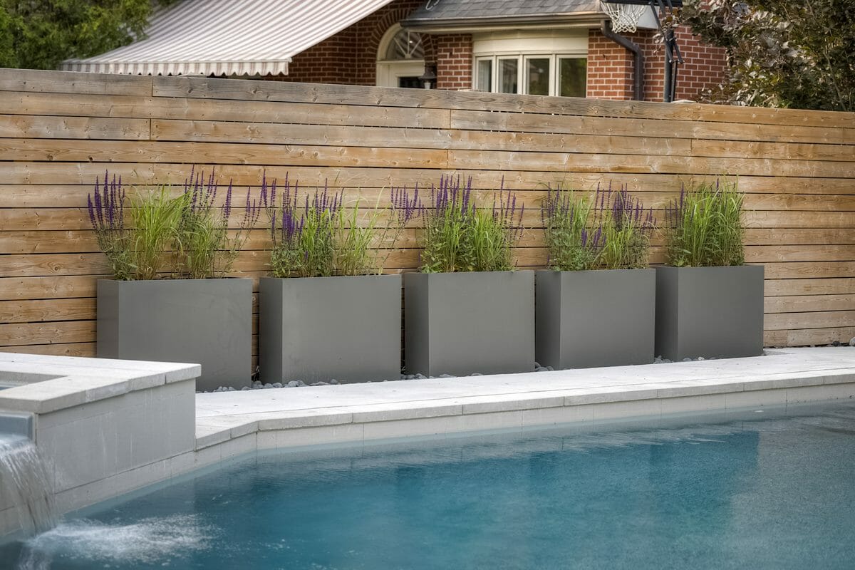 North york Landscaping Project Featuring Stone Interlocking, and Privacy Fence.