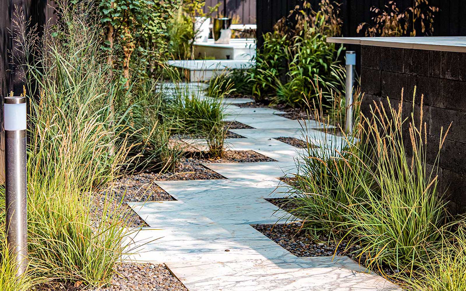 Landscaping Toronto Garden Paths Paved With Marble Stone & Fencing