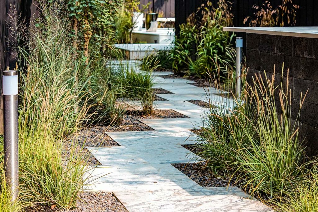 Toronto Landscape Company; Marble Garden Project, Featuring Interlocking and Retaining Walls.