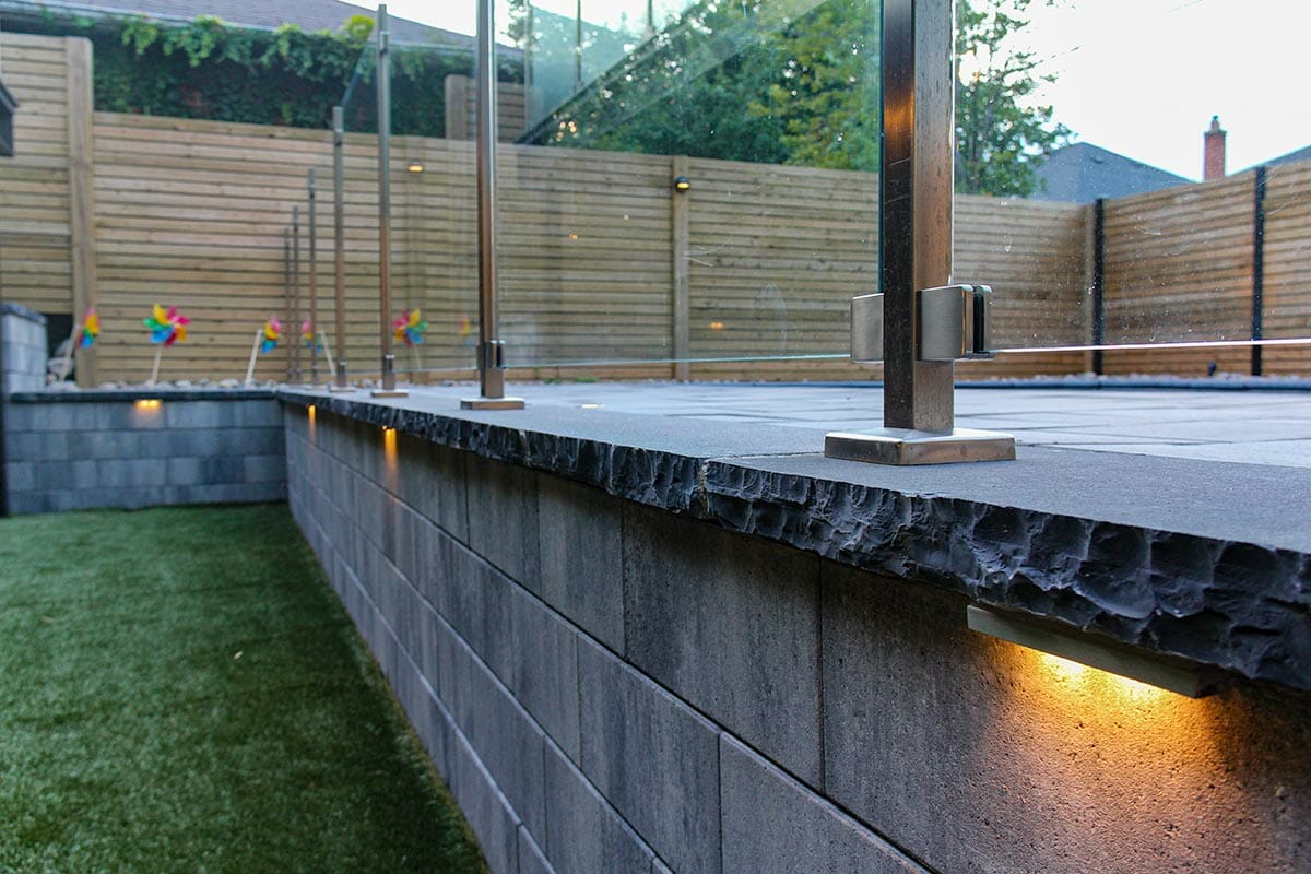 Landscaping Project; Featuring Interlocking, Retaining Walls, Stainless Steel & Glass Railings