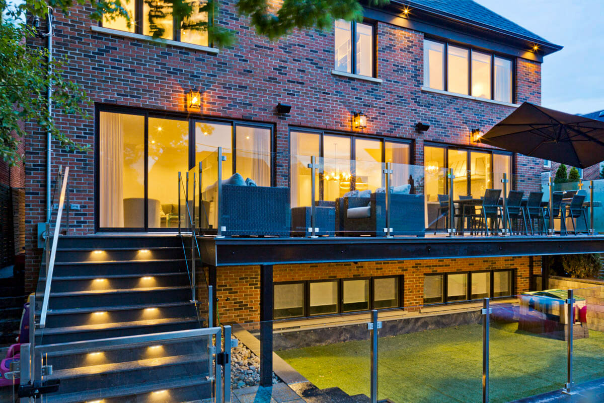 M.E. contracting Landscaping and deck construction Project; Featuring Stainless Steel & Glass Railings, PVC Deck installation