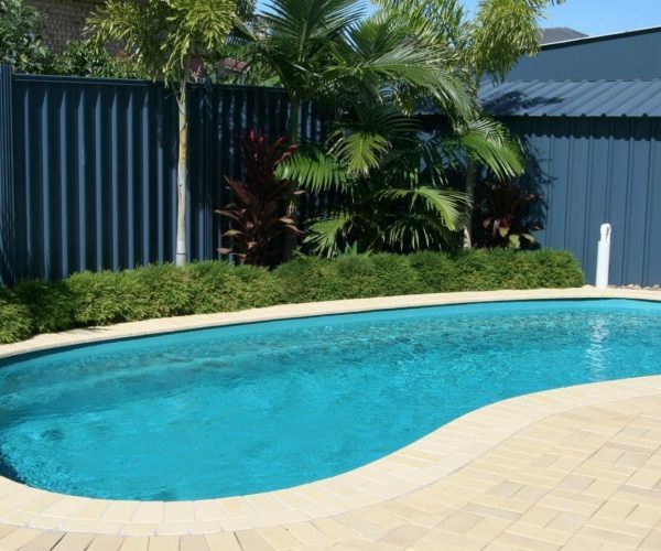 Tuscany Fiberglass Pool with interlocking by M.E. contracting