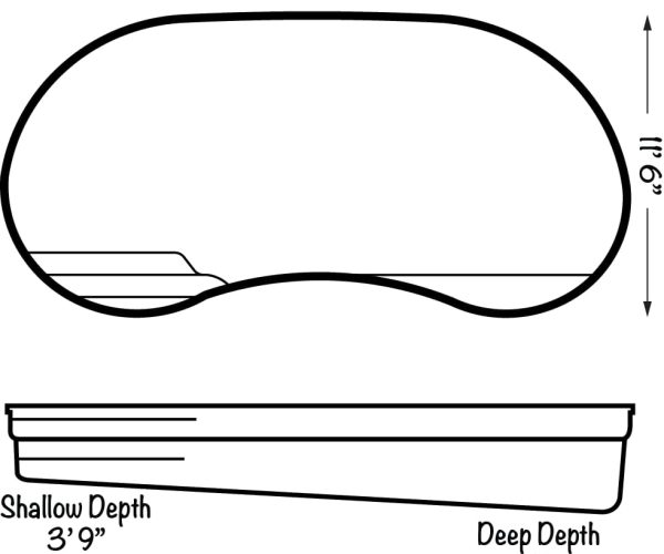 Tuscany 23-Specs, Fiberglass inground pool design