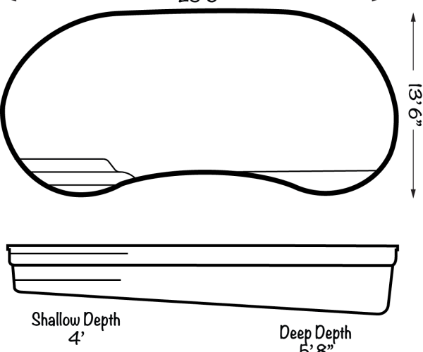 Tuscany-29-Specs, The Tuscany- fiberglass swimming pool design by M.E. contracting