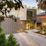 Toronto home Front Profile: Landscape Design and build with sandstone Driveway