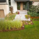 Modern Landscape Design Project; Featuring Front Entrance Interlocking Steps, Soft Scaping & Retaining Wall by Toronto Landscaping Company.