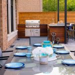 Outdoor Kitchen & Pergola Feature; Toronto backyard Landscaping Project.